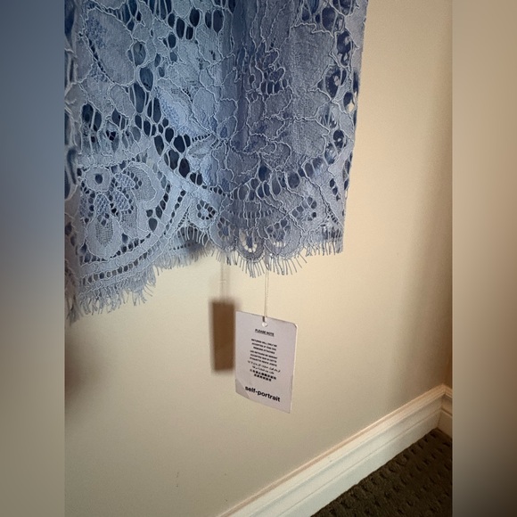 NWT- Self-Portrait Blue Midi Dress in Floral Lace - Picture 13 of 17